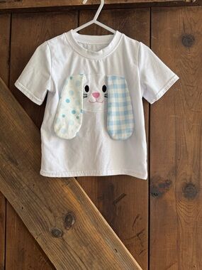 Kids White Floppy Bunny Ears Tee Shirt